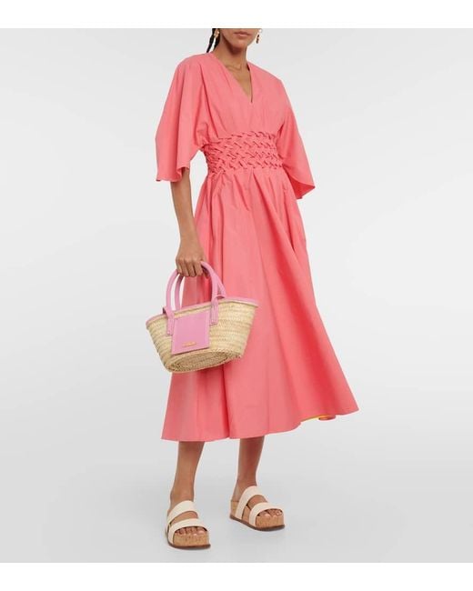 Robe Midi En Popeline De Coton À Plis Esti Roksanda en coloris Pink
