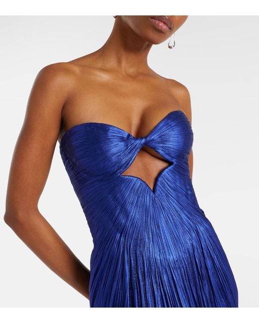 Maria Lucia Hohan Blue Stephanie Silk Tulle Bustier Gown