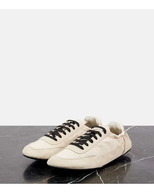 Prada White Collapse Re-Nylon Suede-Trimmed Sneakers