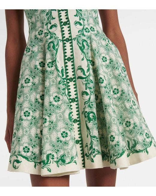 ALÉMAIS Green Printed Linen And Cotton Minidress