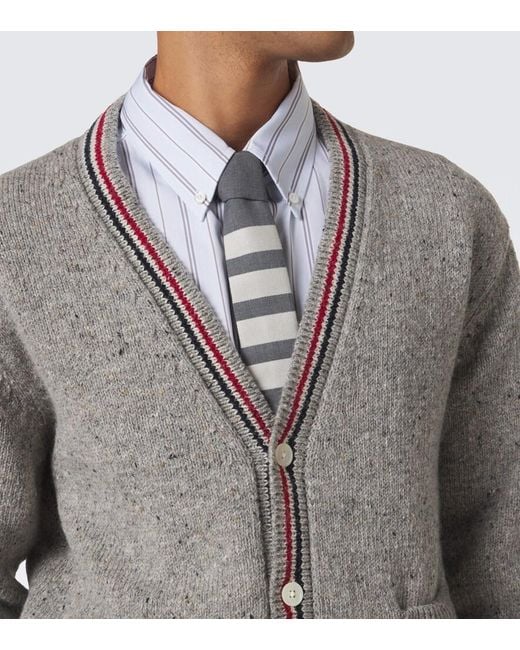 Thom Browne Gray Hector Intarsia Wool And Mohair Cardigan for men