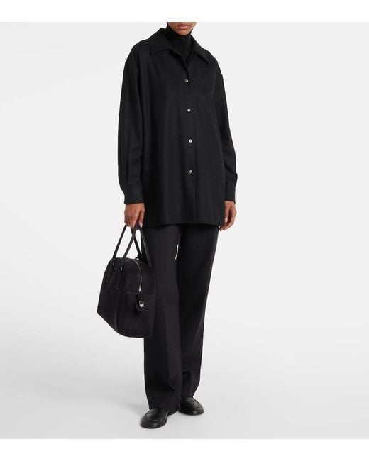 The Row Black India 15.75 Suede Tote Bag
