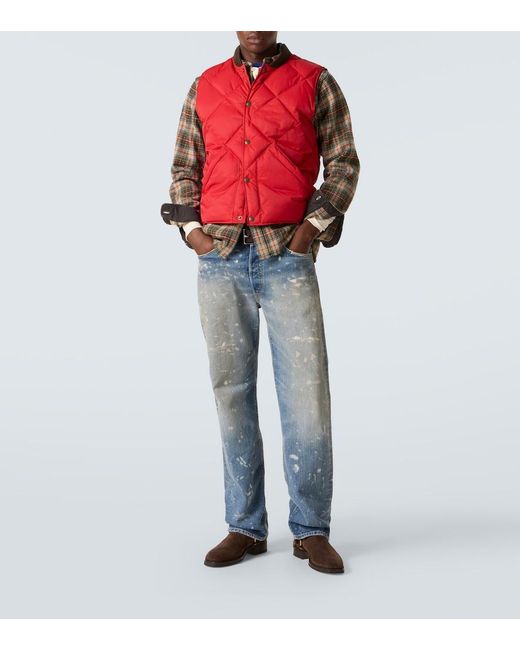 RRL Red Quilted Twill Vest for men