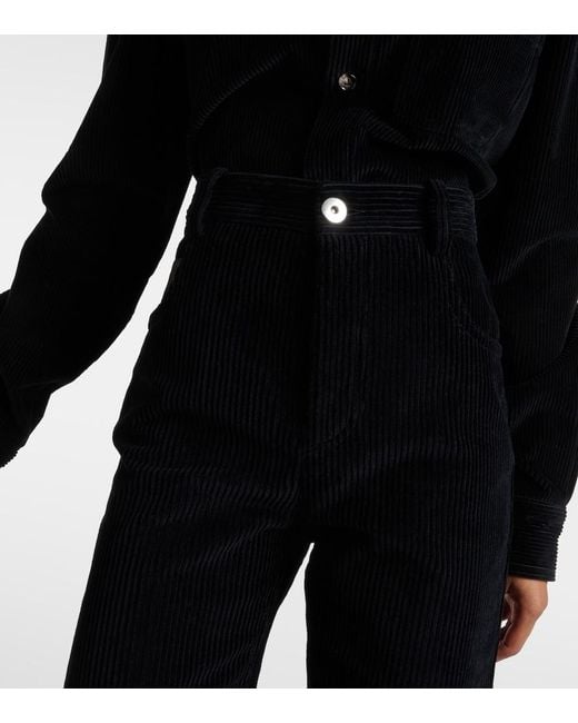 Bottega Veneta Blue High-Rise Cotton Corduroy Straight Pants
