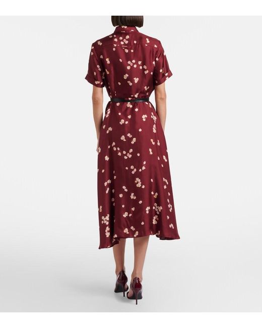 Altuzarra Red Belted Printed Silk Shirt Dress