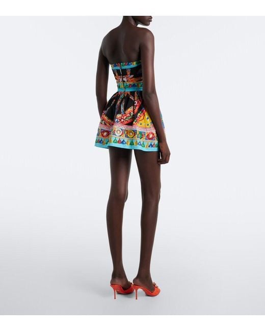 Dolce & Gabbana Multicolor Carretto Cotton Minidress