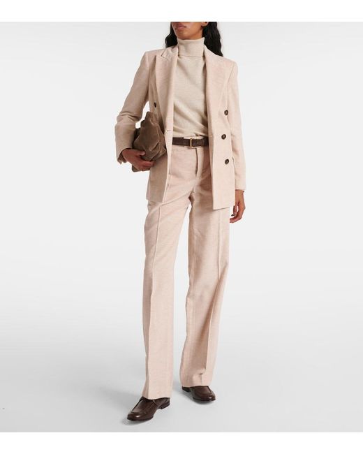 Brunello Cucinelli Natural Double-Breasted Blazer