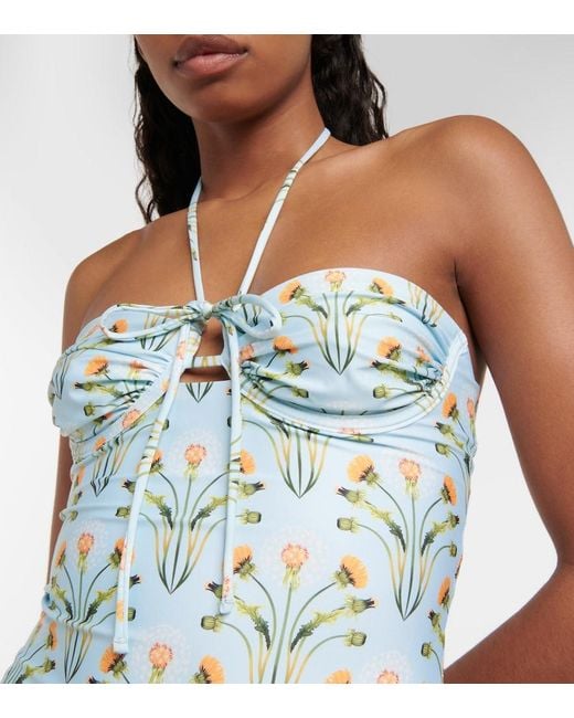 Agua Bendita Blue Floral-Print Swimsuit