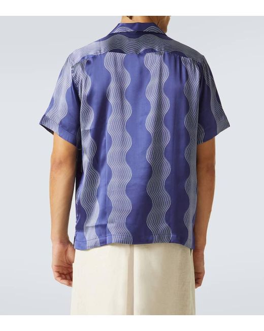 Frescobol Carioca Bedrucktes Hemd Roberto Aus Seide in Blue für Herren