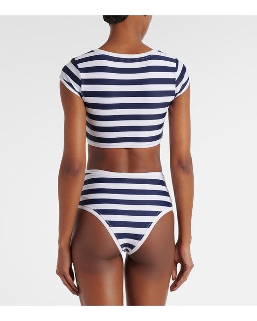 SAME Blue Grace Striped Bikini Top