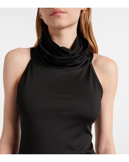 Victoria Beckham Black Draped Jersey Top
