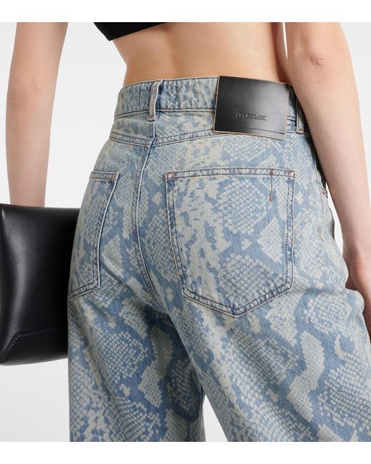 Sportmax Blue Diego Snake-print Wide-leg Jeans