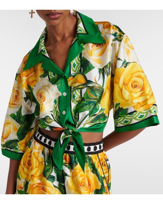 Camisa de seda floral Dolce & Gabbana de color Green