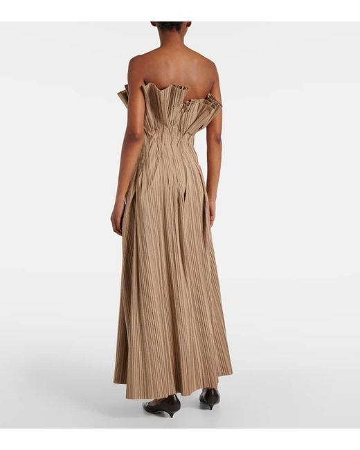 The Row Natural Cristel Pleated Poplin Bustier Gown
