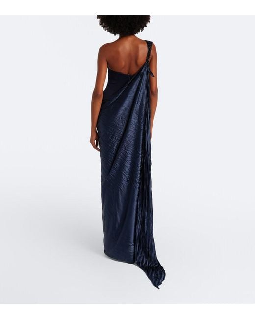 Marmar Halim Blue Embellished Bustier Gown And Cape Set