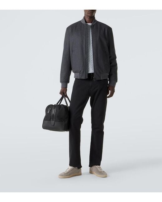 Canali Gray Wool Bomber Jacket for men