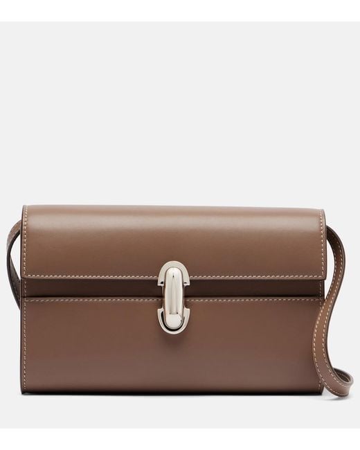 SAVETTE Brown Symmetry Mini Leather Crossbody Bag