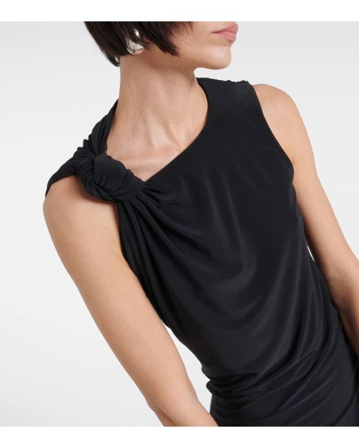 Sportmax Black Nuble Asymmetric Jersey Midi Dress
