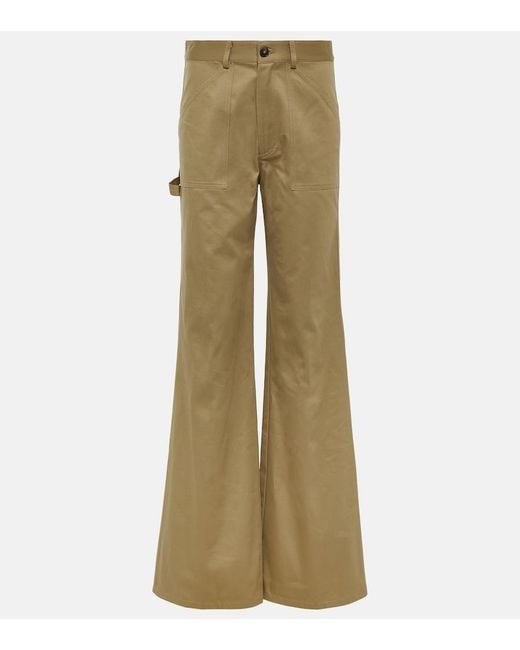 Nili Lotan Natural Quentin High-Rise Cotton Flared Pants