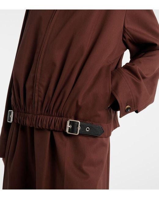 Chaqueta De Sarga De Algodon Y Seda Con Cinturon Loewe de color Brown