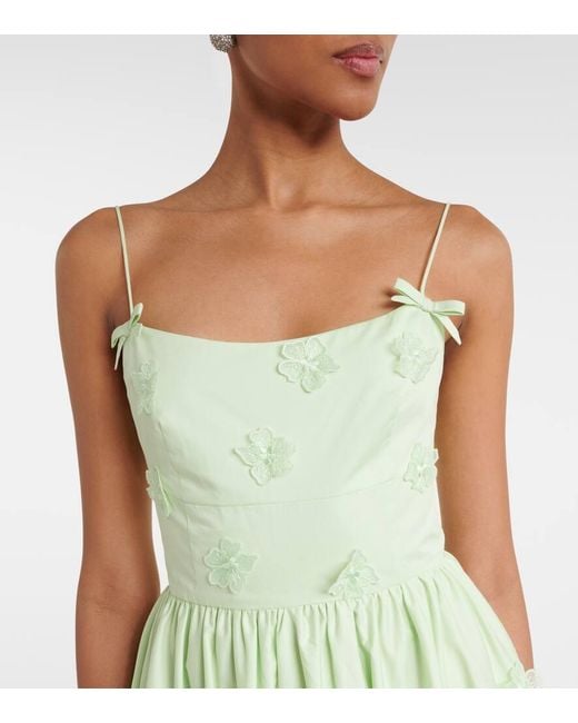 Vestido Midi En Popelin De Algodon Self-Portrait de color Green
