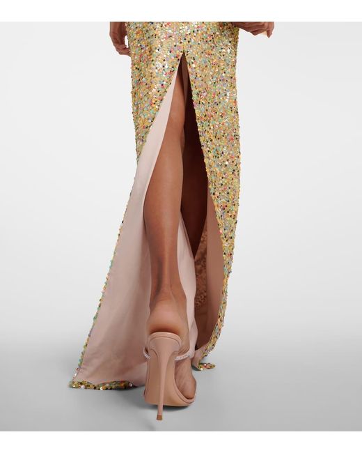 Costarellos Metallic Sequinned Simona Gown