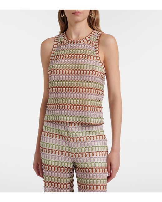 Veronica Beard White Rhett Crochet Tank Top