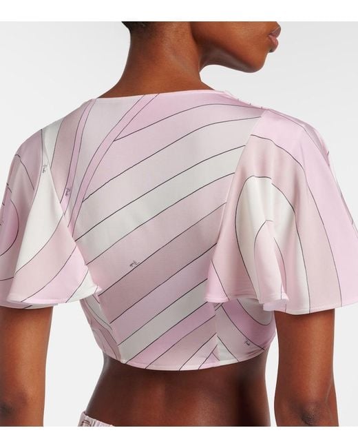 Emilio Pucci Pink Iride Jersey Crop Top