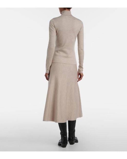 Gabriela Hearst Natural Freddie Wool, Cashmere, And Silk Midi Skirt