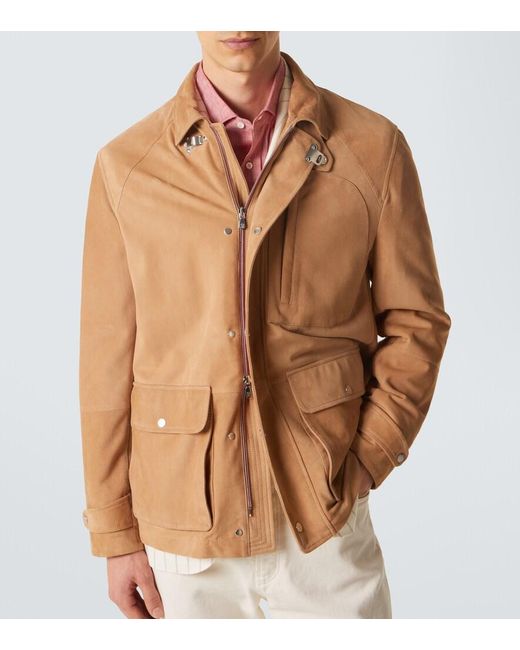 Brunello Cucinelli Brown Suede Field Jacket for men