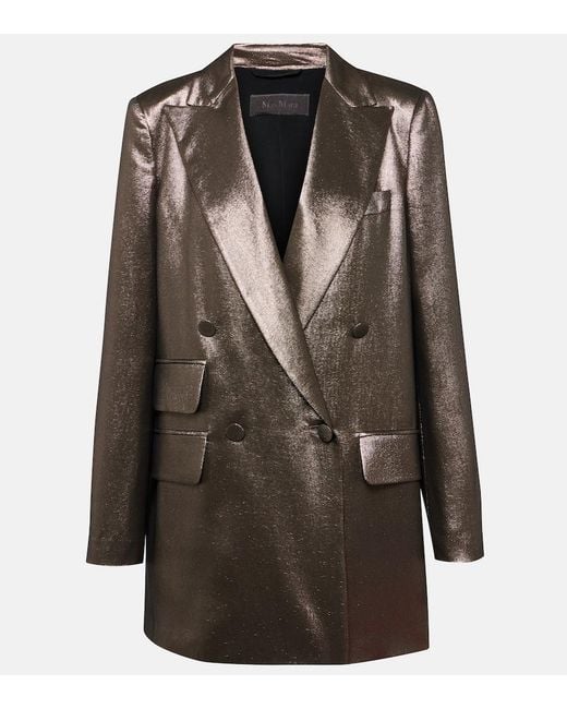 Max Mara Brown Edro Silk-Blend Lame Blazer