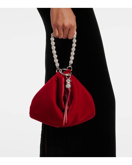 Jimmy Choo Red Clutch Callie Aus Samt Mit Kristallen