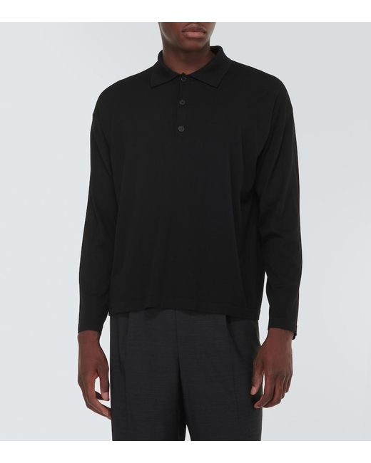The Row Black Djon Wool Polo Sweater for men