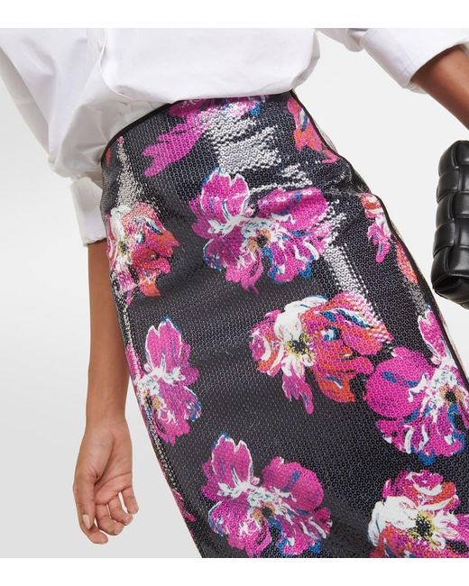 Diane von Furstenberg Mika Sequined Midi Skirt in Pink Lyst