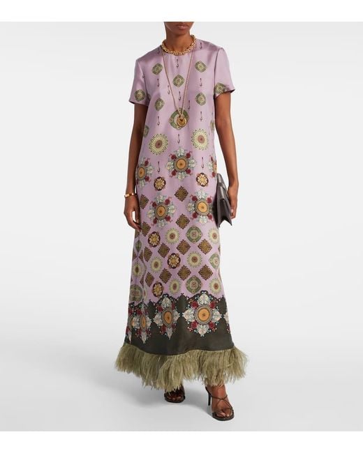 LaDoubleJ Purple Swing Printed Silk Twill Maxi Dress