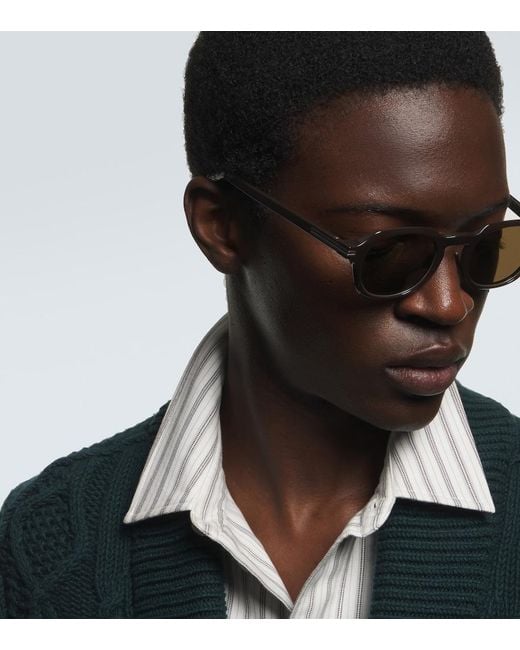Zegna Brown Round Sunglasses for men