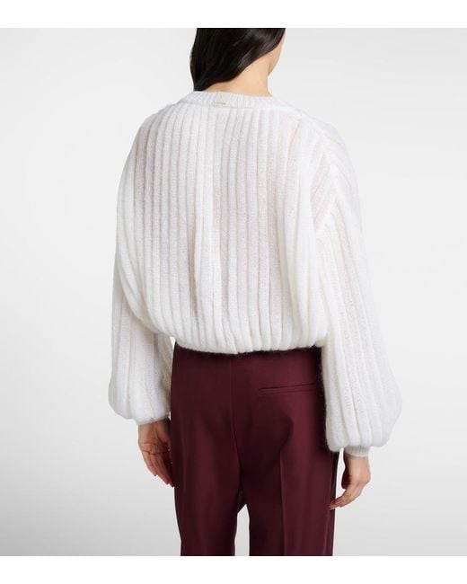 Loewe White Mohair And Cotton-Blend Sweater