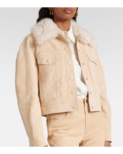 Chloé Natural Shearling-trimmed Suede Jacket