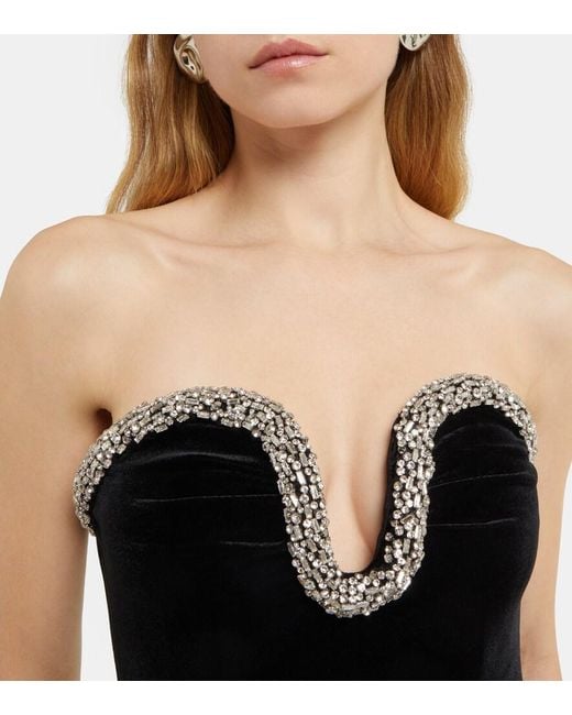 Roland Mouret Black Embellished Velvet Corset Dress