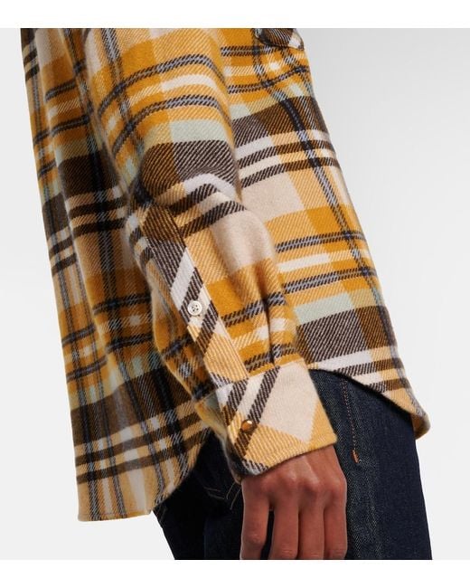 God's True Cashmere Metallic Abundance Tartan Cashmere Shirt With Tiger's Eye