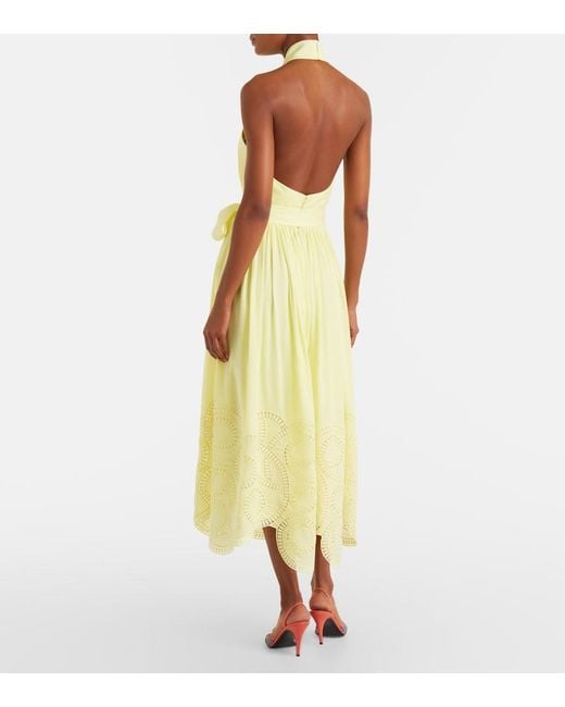 Elie Saab Yellow Halterneck Silk-Blend Midi Dress