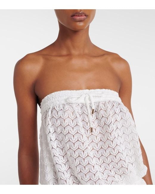 Melissa Odabash White Viv Sheer Pointelle Cotton-Blend Jumpsuit