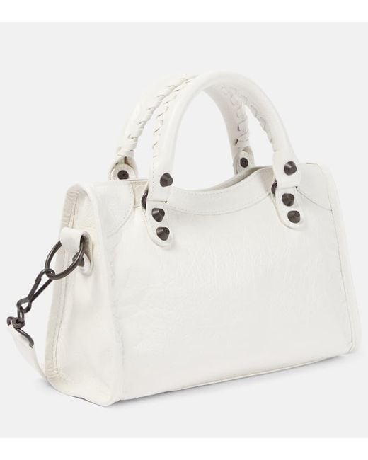 Balenciaga White Le City Mini Leather Shoulder Bag