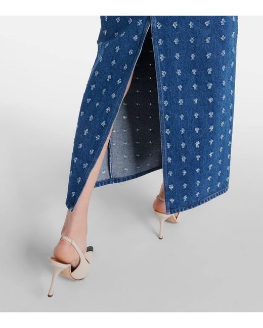 Nina Ricci Blue Distressed Denim Maxi Skirt
