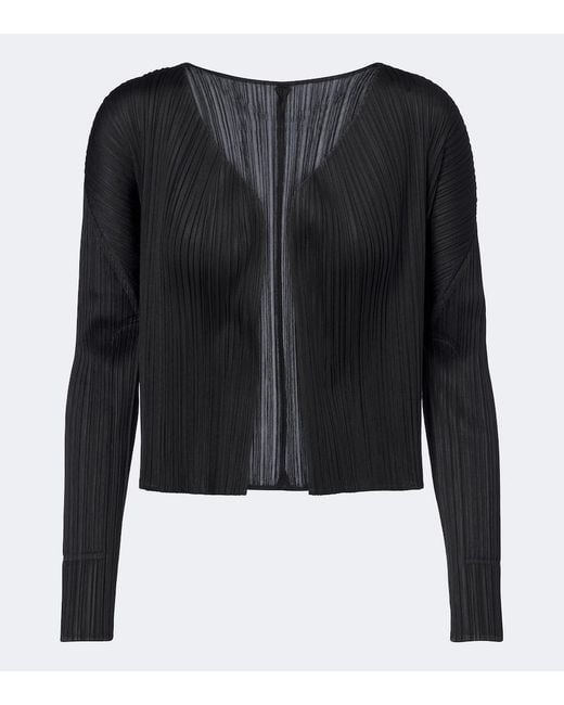 Pleats Please Issey Miyake Black Basics Pleated Cardigan