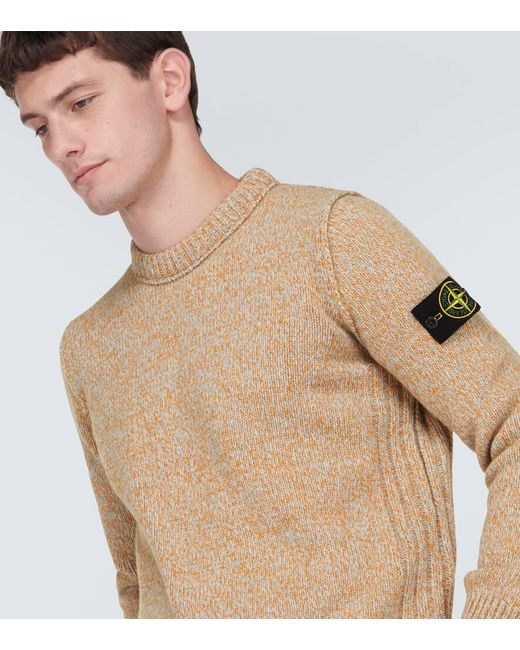 Pullover in misto lana con logo di Stone Island in Natural da Uomo