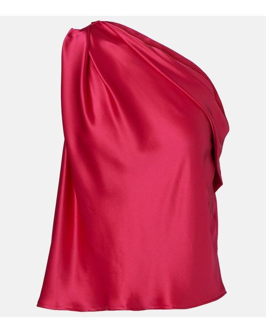 The Sei Red One-Shoulder-Top Aus Seidensatin