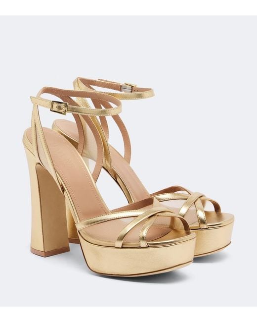 Malone Souliers Metallic Sylvie Leather And Mesh Platform Sandals