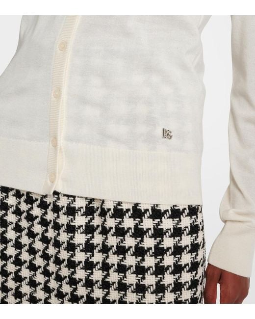Dolce & Gabbana White Dg Cashmere And Silk Cardigan