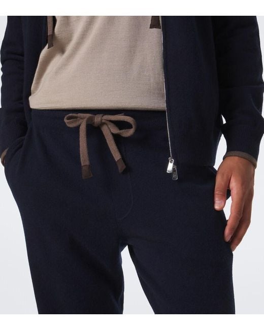Fedeli Blue Cashmere Sweatpants for men